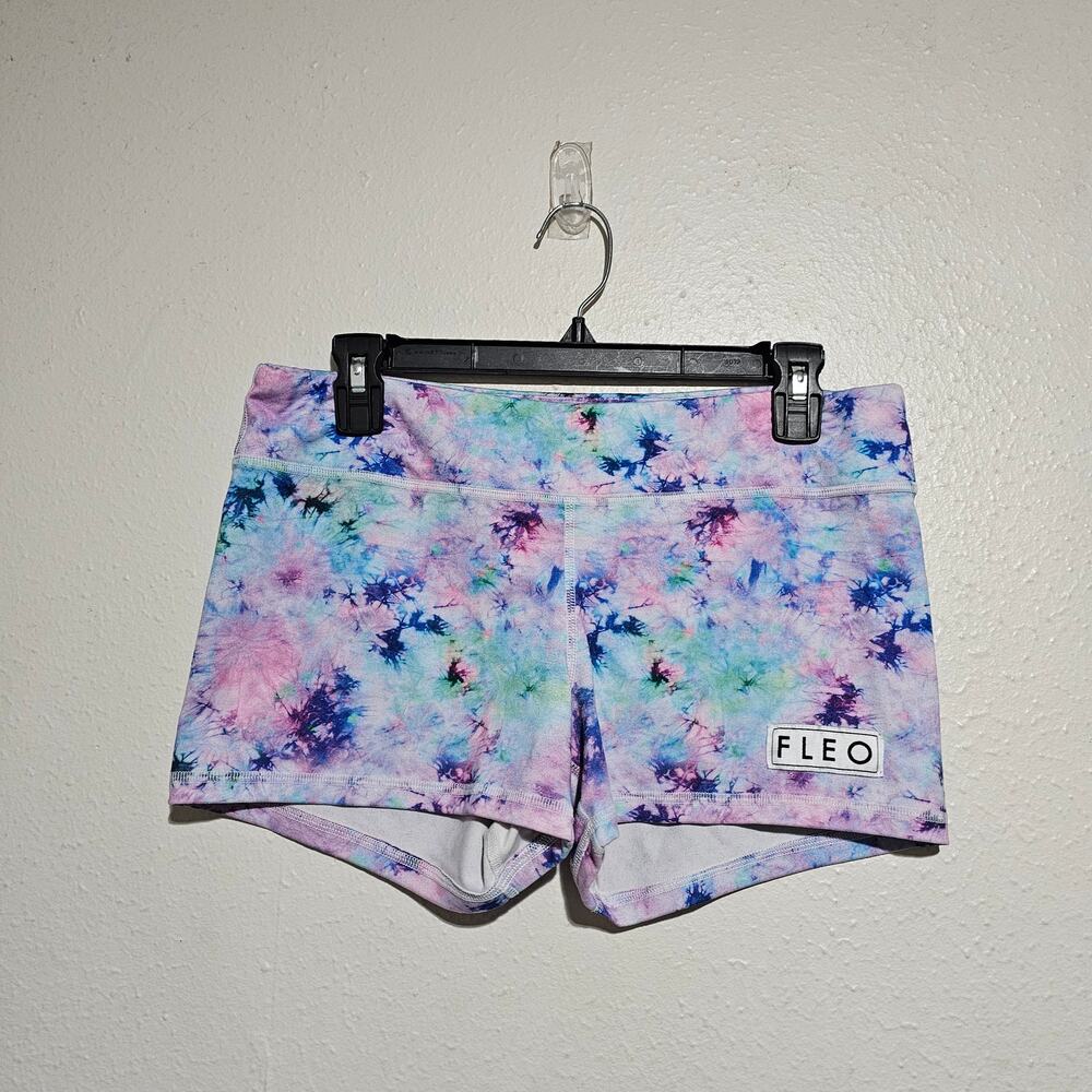 Fleo Watercolor Shorts Women Large Tie Dye Blue Purple Pink candy power